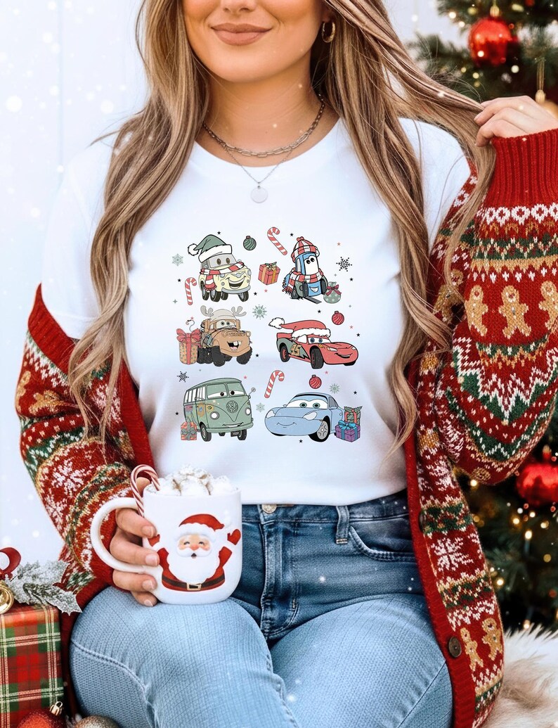 Merry Christmas Cars 2026 Shirt, Lightning Mcqueen Christmas Shirt, Cars Christmas Matching Shirt, Christmas Toddler Sweatshirt image 4