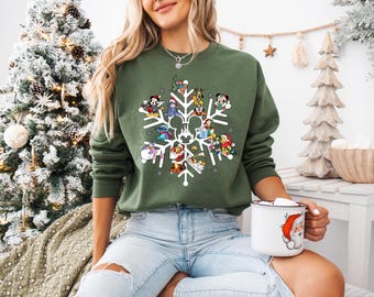 Mickey and Friends Christmas, Disney Snowflake Christmas Sweatshirt, Disney Trip Shirt, Magic Kingdom Holiday Shirt, Mickey Snowflake Shirt