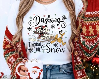 Dashing through The Snow Slink Dog Christmas Sweatshirt, Disney Toy Story Merry Christmas Sweater, Disneyland Family Christmas Trip Tee