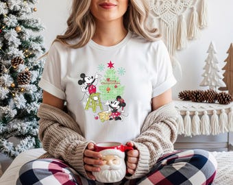 Vintage Mickey And Friends Christmas Tree Shirt, Disney Christmas Shirt, Mickey Holiday Lights Shirt, Disney Family Matching Christmas Shirt