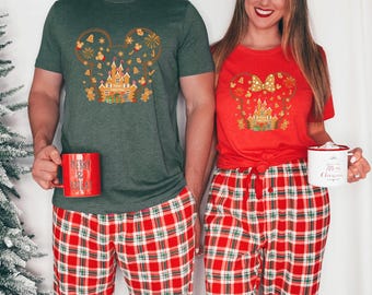 Gingerbread Disney Christmas Tee, Cute Minnie Cookie Ears, Neutral Holiday Tee, Bakery Castle Gift, Candy Cane, Sweet Winter Top, Cookie Tee