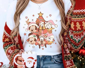 Retro Mickey and Friends Christmas Tree Shirt, Disney Christmas Trip Tee, Mickey's Christmas Party 2026 Sweatshirt, Minnie Christmas Hoodie