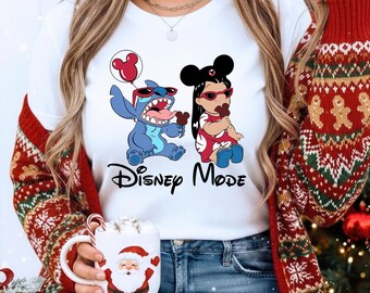 Stitch with Mickey Balloon Disney Mode Shirt, Disney Lilo and Stitch Vacay Mode Shirt, Disneyland Trip Outfits, Disney Mode Vacation Shirt