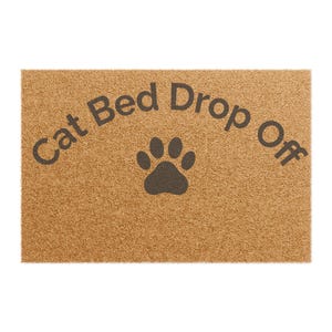 Cat Lover Doormat - Funny Welcome Mat, Pet Entryway Rug, Cat Bed Drop Off Sign, Funny Housewarming Gift, Animal Lover Decor