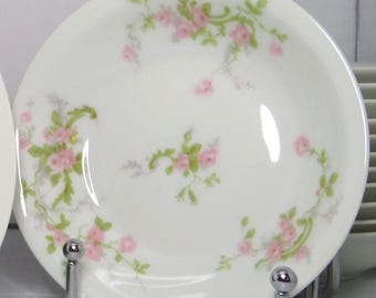 Vintage Theodore Haviland Limoges Porcelain Berry Bowls, Pink and Green Floral Pattern