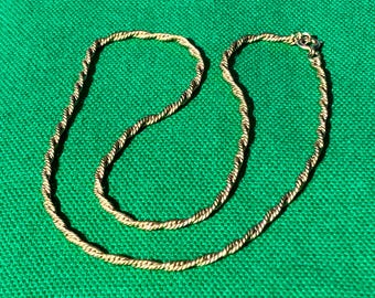 Vintage 1/20 12K Gold Filled Rope Chain, 15.25 inches, Midcentury