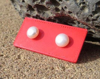 Faux Button Pearl 925 Sterling Silver Stud Earrings, 0.76g, Marked 925 SU CH