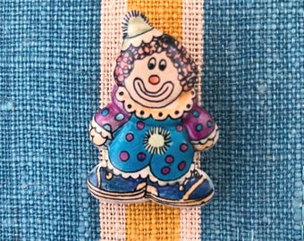 Vintage Clown Pin, Ceramic