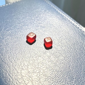 Vintage Miniature Micro Mini Pair of Red Bakelite Dice