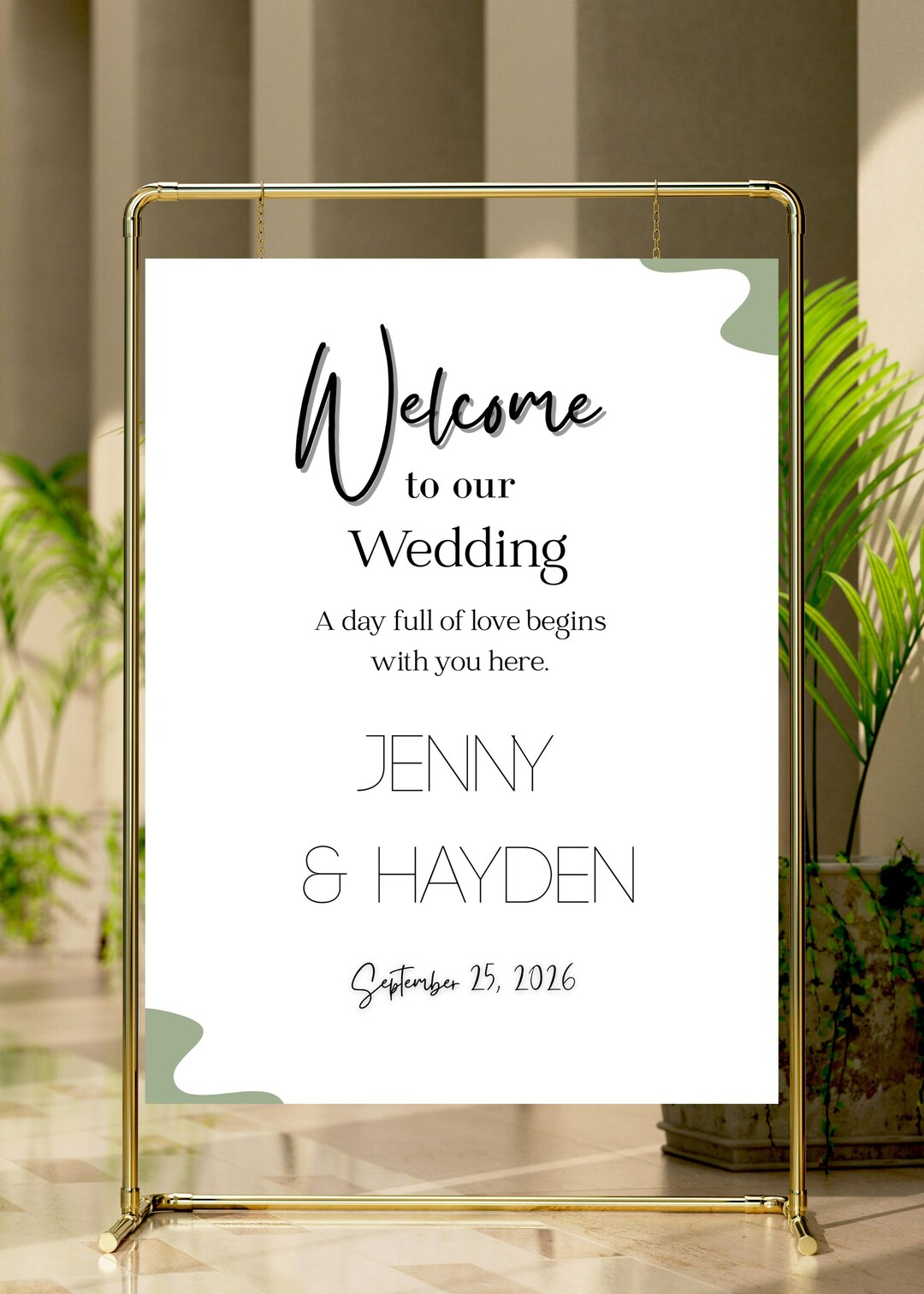 Welcome Sign Wedding Template | Editable Digital Download | Modern ...