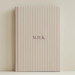 Monogram Hardcover Notebook Personalized Stripe Journal Custom Initial Diary Writing Planner Office Organizer Desk Notepad Gift Stationery