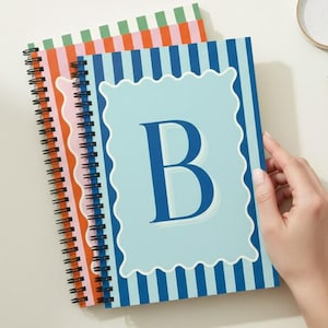 Personalized Spiral Notebook Custom Monogram Journal Initial Notebook Christmas Gift for Her Women Stocking Stuffer Holiday Gift