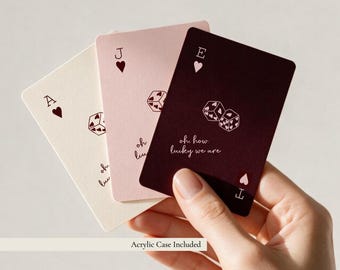 Custom Playing Card Deck Design Wedding Favor Game Night Gift Anniversary Present Valentines Day Casino Theme Burgundy Color Poker Set
