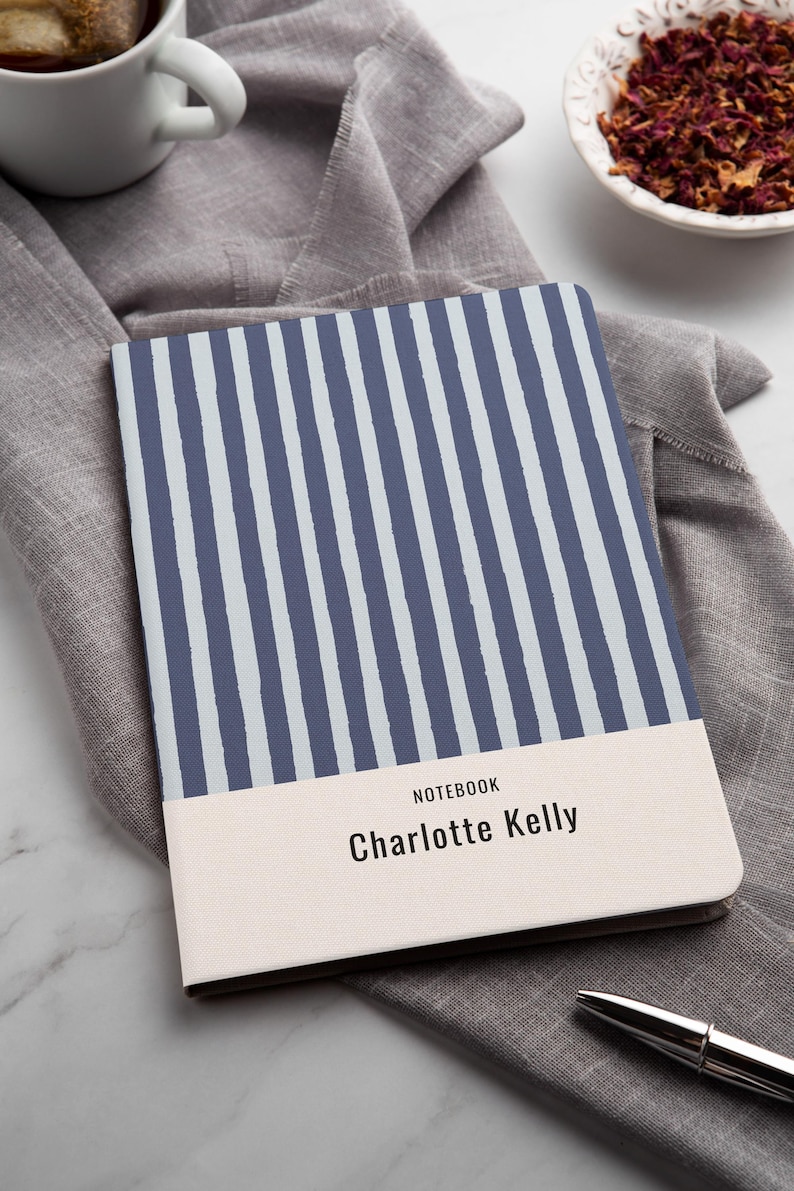 Elegant Personalized Striped Notebook Custom Writing Journal Premium ...