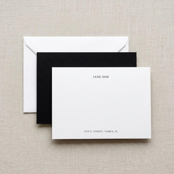 Custom Flat Notecard Stationery Set Personalized Design Elegant Writing Paper Correspondence Thank You Note Card Horizontal Style Premium