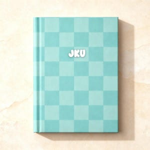 Checkered Hardcover Notebook Perforated Lined Journal Customizable Writing Book Checkerboard Pattern Diary Student Desk Stationery Teal
