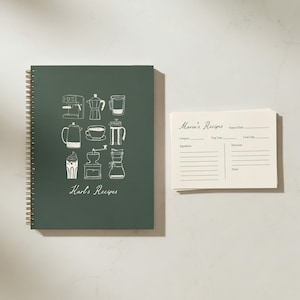 Personalized Recipe Book Coffee Theme Kitchen Memory Keeper Journal Family Recipes Cooking Legacy Culinary Writing Custom Cookbook Gold