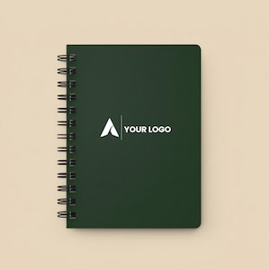 Custom Spiral Notebook Business Journal Personalized Gift Logo Design Professional Writing Pad Office Executive Planner Wire Bound Hardcover Premium Quality Construction Removable Pages Metal Binding Glossy Cover Corporate Branding Tool