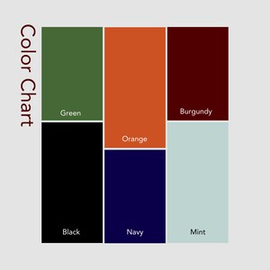 May include: A graphic showcasing a palette of colors, including olive green, light purple, blue, black, orange, light blue, mint green, custom color, burgundy, dark gray, and navy blue. Text reads "OUR BEST SELLING COLORS" and "NEED A DIFFERENT COLOR? LET US KNOW."