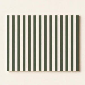 Green and cream vertically striped notecard back, showing the coordinating pattern for a personalized stationery set.

Green striped notecard back, cabana stripe stationery design, coordinating card back pattern, olive and cream striped paper, matching envelope liner stripe