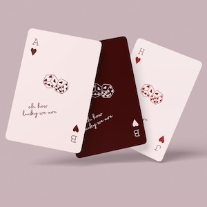 Custom Playing Card Deck Design Wedding Favor Game Night Gift Anniversary Present Valentines Day Casino Theme Burgundy Color Poker Set