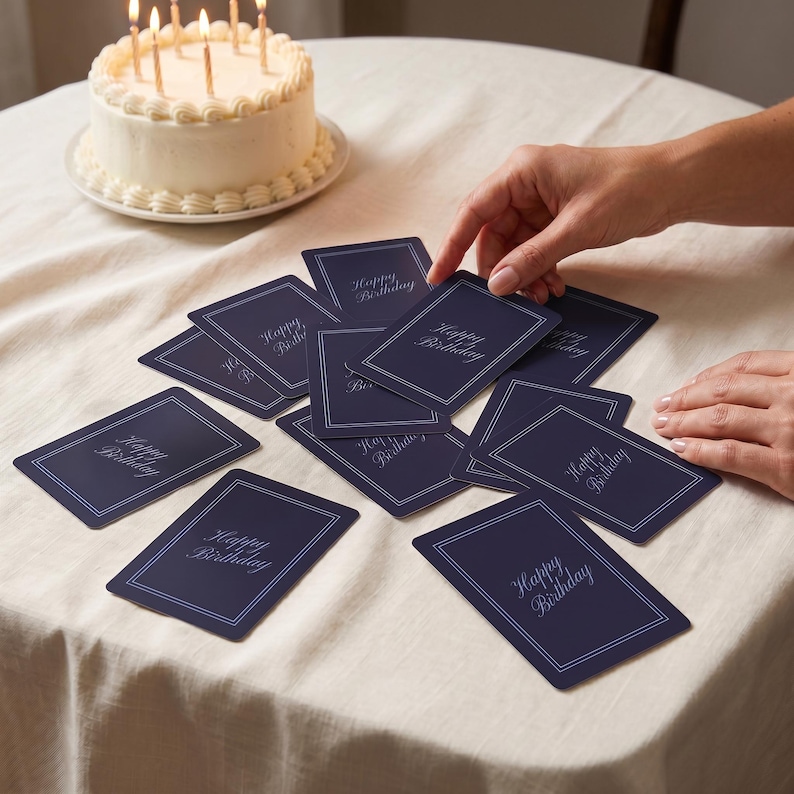 Luxury Card Collection Personalized Playing Deck Custom Design Premium Cardstock Quality Dark Green Background Elegant Border Pattern Standard Poker Size Acrylic Display Case Perfect Gift Presentation Family Name Feature Special Occasion