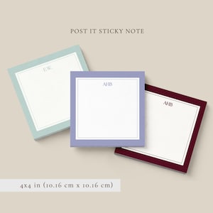 Pink Paper Notepad Monogram Initial Custom Design Personalized Stationery Set Tear Away Pages Professional Writing Pad Office Desk Accessory Organization Tool Teacher Gift Elegant Border Design Cream Coral Color Options Beautiful
