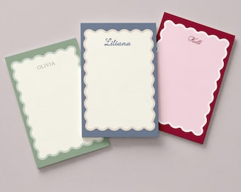 Personalized Notepad Custom Name 4x6 Sticky Note Pad Tear Away Desk Writing Stationery Women Birthday Gift Font Color Scalloped Border