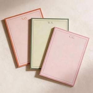 Monogram Notepad Writing Pad Custom Initial Personalized Stationery Gift Desk Accessory Office Organization Writing Pad Pink Paper Teacher