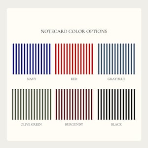 May include: A color chart featuring six color swatches: black, navy, burgundy, red, olive, and gray blue. Each swatch is labeled with its corresponding color name in a clean, minimalist design. The title "Color Chart" is displayed at the top.