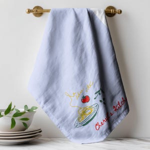 Personalized pasta kitchen towel with custom name embroidery, Italian cooking gift, elegant hostess present, luxury kitchen linen, housewarming gift for women, custom tea towel for home chefs, foodie decor, bridal shower present, realtor client closing gift, Airbnb kitchen styling, neutral modern farmhouse accent, baking lover gift, anniversary surprise, dinner party host gift, newlywed kitchen essential, apartment warming present, stylish countertop decor.