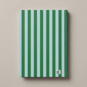 BLUE and GREEN striped personalized notebook with custom initials on the cover. Elegant monogrammed journal perfect for office, school, or gifting. Aesthetic hardcover diary with perforated lined pages for daily writing, notes, or planning. Custom name notebook for women, students, or professionals. Stylish stationery gift idea for coworkers, teachers, or bridesmaids. Perfect personalized pink striped notebook for journaling and productivity.