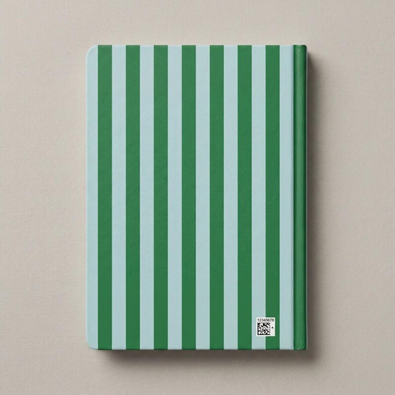BLUE and GREEN striped personalized notebook with custom initials on the cover. Elegant monogrammed journal perfect for office, school, or gifting. Aesthetic hardcover diary with perforated lined pages for daily writing, notes, or planning. Custom name notebook for women, students, or professionals. Stylish stationery gift idea for coworkers, teachers, or bridesmaids. Perfect personalized pink striped notebook for journaling and productivity.