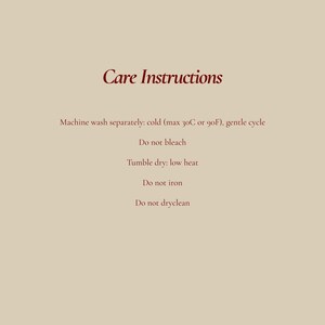 Luxury kitchen towel care instruction card with elegant beige background and burgundy typography, custom towel packaging insert, housewarming gift detail card, personalized linen care guide, premium home decor brand insert, bridal shower gift packaging, hostess gift accessory, boutique small business thank you insert, upscale kitchen textile care card. Perfect for wedding gifts, closing gifts, realtor presents, custom embroidered towels, farmhouse decor, and luxury customer unboxing experiences.