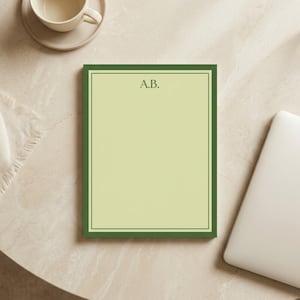 Office Organization Notepad Monogram Initial Personalized Set Custom Stationery Professional Writing Pad Desk Accessory Teacher Gift Pink Paper Tear Away Pages Practical Daily Use Note Taking Space Beautiful Border Design Elegant Style