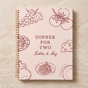 Couple Recipe Journal Personalized Book Custom Cookbook Wedding Gift Newlywed Cooking Spiral Notebook Bridal Shower Engagement Foodie Date