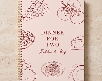 Couple Recipe Journal Personalized Book Custom Cookbook Wedding Gift Newlywed Cooking Spiral Notebook Bridal Shower Engagement Foodie Date