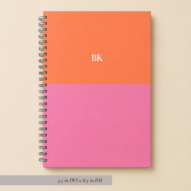 Writing Journal Notebook Personalized Initial Design Custom Monogram Feature Professional Daily Companion Green Color Block Style Minimalist Executive Stationery Perforated Lined Pages Quality Paper Construction Perfect Gift Idea