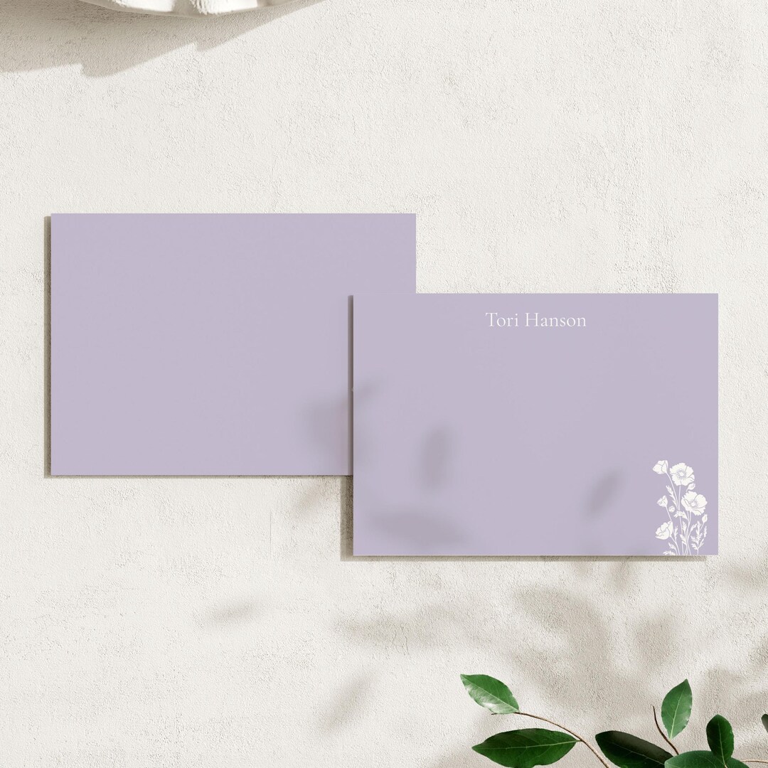 Custom Floral Thank You Note Card Set Personalized Botanical Stationery ...