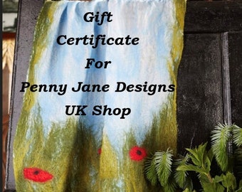 Gift Certificate for Penny Jane Designs UK Shop