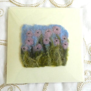 Handmade Felt Blank Card Lilac Purple Flowers for Wedding Congratulations or Thanks image 2