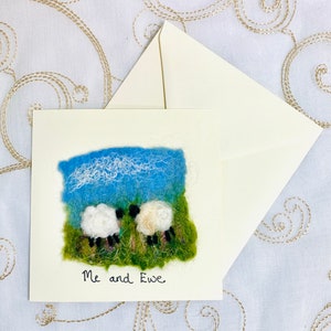 Handmade Felt Sheep Me and Ewe Blank Card Festa della mamma Valentine Galentine