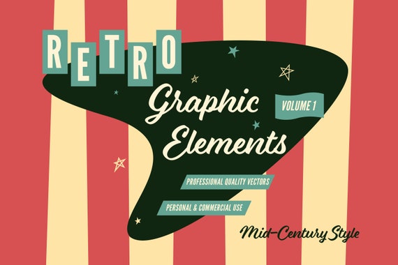 Retro Signage Graphics Mid-century Style Retro Graphic Vectors - Etsy
