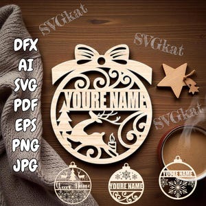 Laser cut Bundle of 3D Christmas Ornaments, Tree Decorations, Hanging Bauble SVG Vector Template: Glowforge, Cricut, CNC (Digital Download)