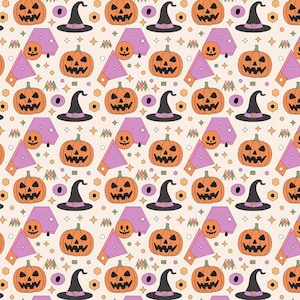 Sweet Halloween  Pumpkin Cotton| Fabric | Festive Pattern | For Sewing & Crafts| Half Yard