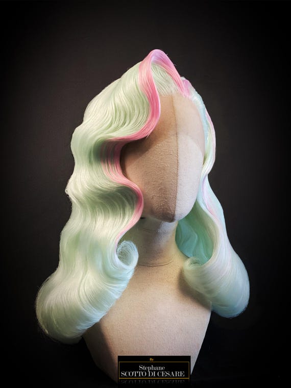 OPALINE VINTAGE  – Perruque Synthétique Glamour Pastel, Style Hollywood Rétro, pin up look , burlesque