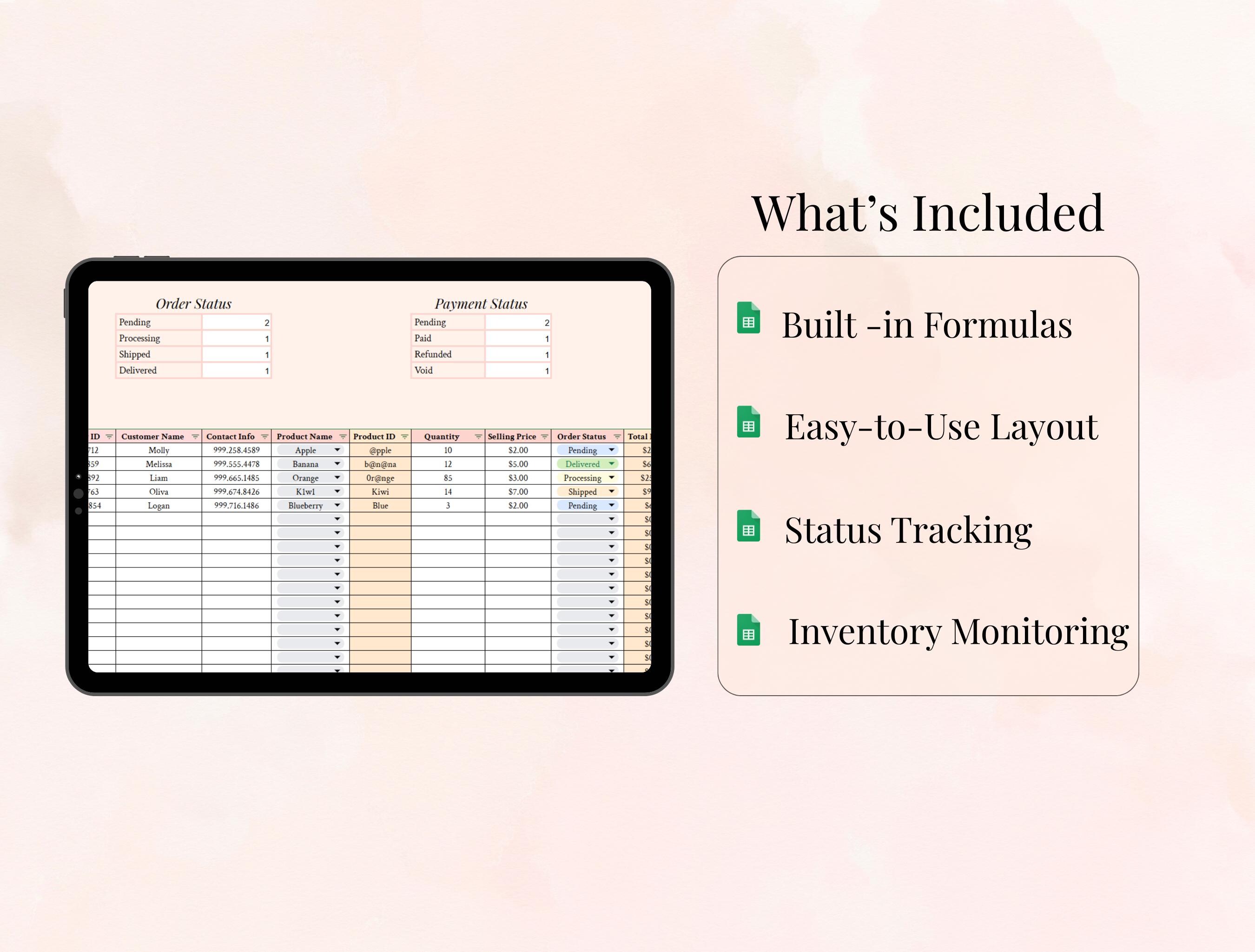 Order Tracker, Inventory Management Spreadsheet, Inventory Tracker for ...