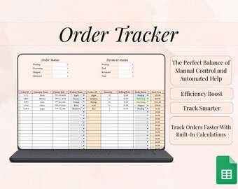 Order Tracker, Inventory Management Spreadsheet, Inventory Tracker for Small Business with Order Status, and Business Tracker