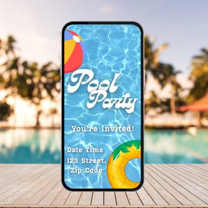 Digital Pool Party Invitation Template for Summer Pool Party or Pool Birthday Celebration