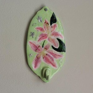 Sterrenkijker Lelie Sleutelhouder / Muurdecoratie / Functionele Kunst van polymeerklei